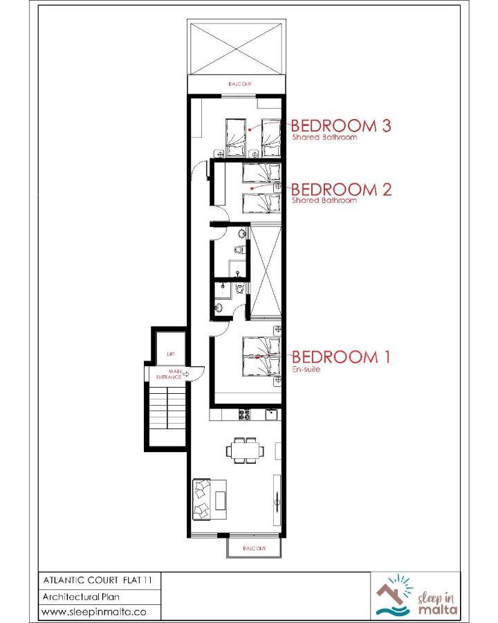F11 Room 3, Private Room Two Single Beds Shared Bathroom In Shared Flat Msida Dış mekan fotoğraf